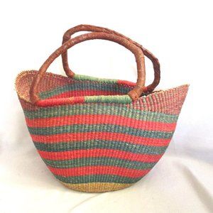 Tan and Pink Tote Bag with Sturdy Handles